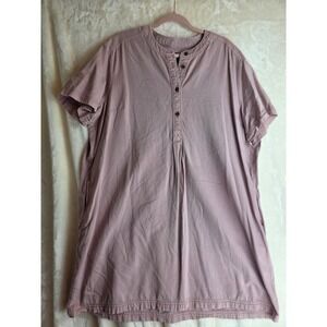 GAP Women's Pink Tunic Shirt Dress Button Front Henley Collar Short‎ Sleeve XXL